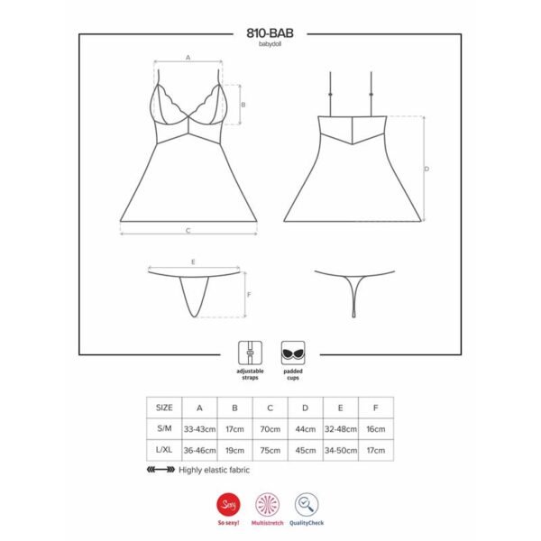 810-BAB-2 Babydoll y Tanga Color Blanco