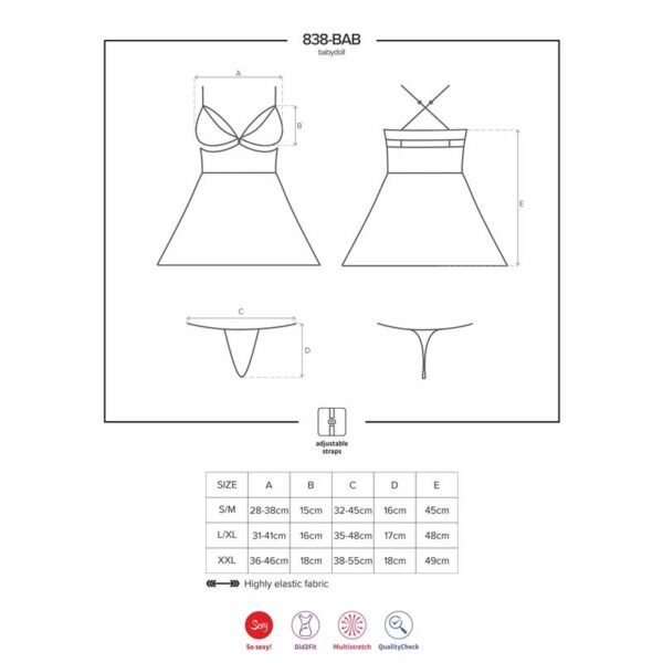 14384 838-BAB-3 Babydoll y Tanga Color Rojo