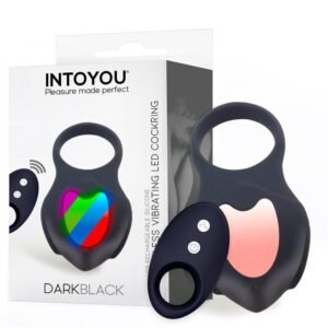 9618 Darkblack Anillo Vibrador con Led Control Remoto USB Silicona