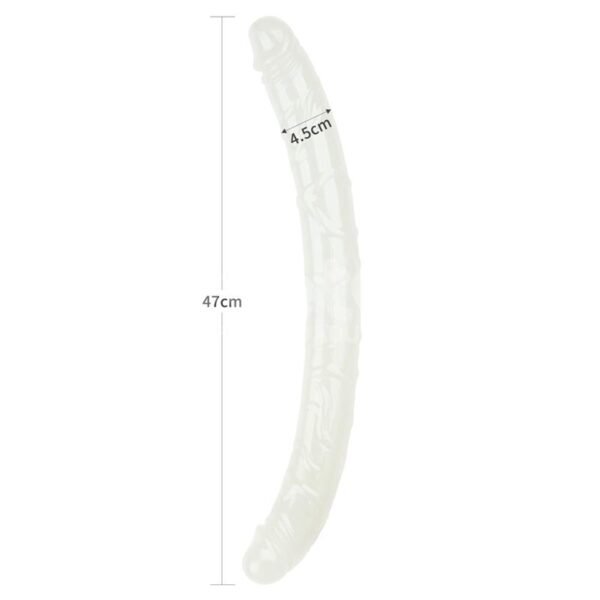 Dildo Doble Lumino Luz Azul 18.5