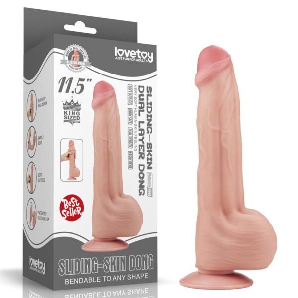 14518 Dildo Dual Layer Piel Retractil 11.5