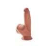 Dildo Triple Densidad Testículos Oscilantes 7 Caramelo