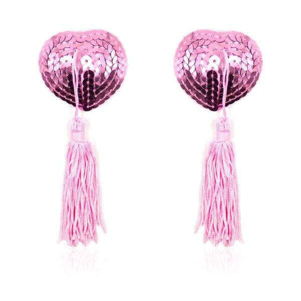 11882 Pezoneras Autoadhesivas Forma de Corazón con Lentejuelas Rosa