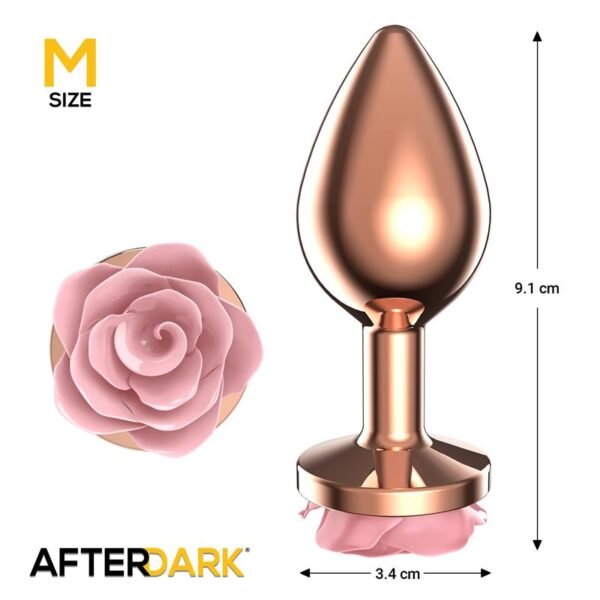 44858 Plug Anal de Metal Oro Rosa con Rosa Rosa en la Base Talla M