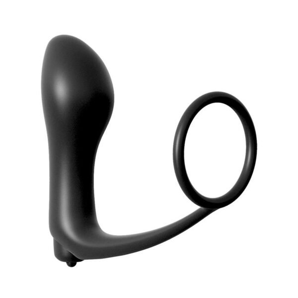 35486 Plug Vibrador con Anillo Pene - Color Negro