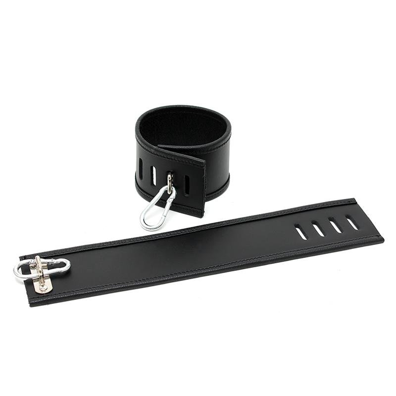 11590 Esposas para Pies Cuero Negro y Marrón 7cm Candados