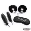 12469 Set de 3 Piezas Antifaz, Esposas y Plumas Negro