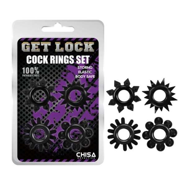 34794 Set de Anillos para el Pene Negro