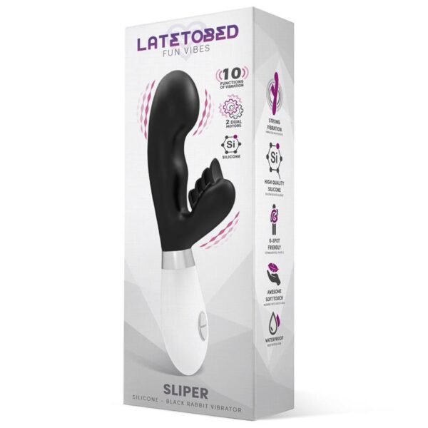 10978 Sliper Vibrador Conejito Silicona Negro