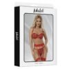 Yvonne Set Sujetador, Tanga y Liguero con Corazones Rojo