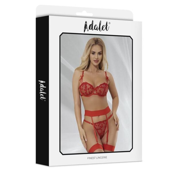 Yvonne Set Sujetador, Tanga y Liguero con Corazones Rojo